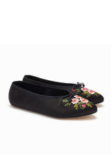 JASMINE BALLET SLIPPER | Black Satin