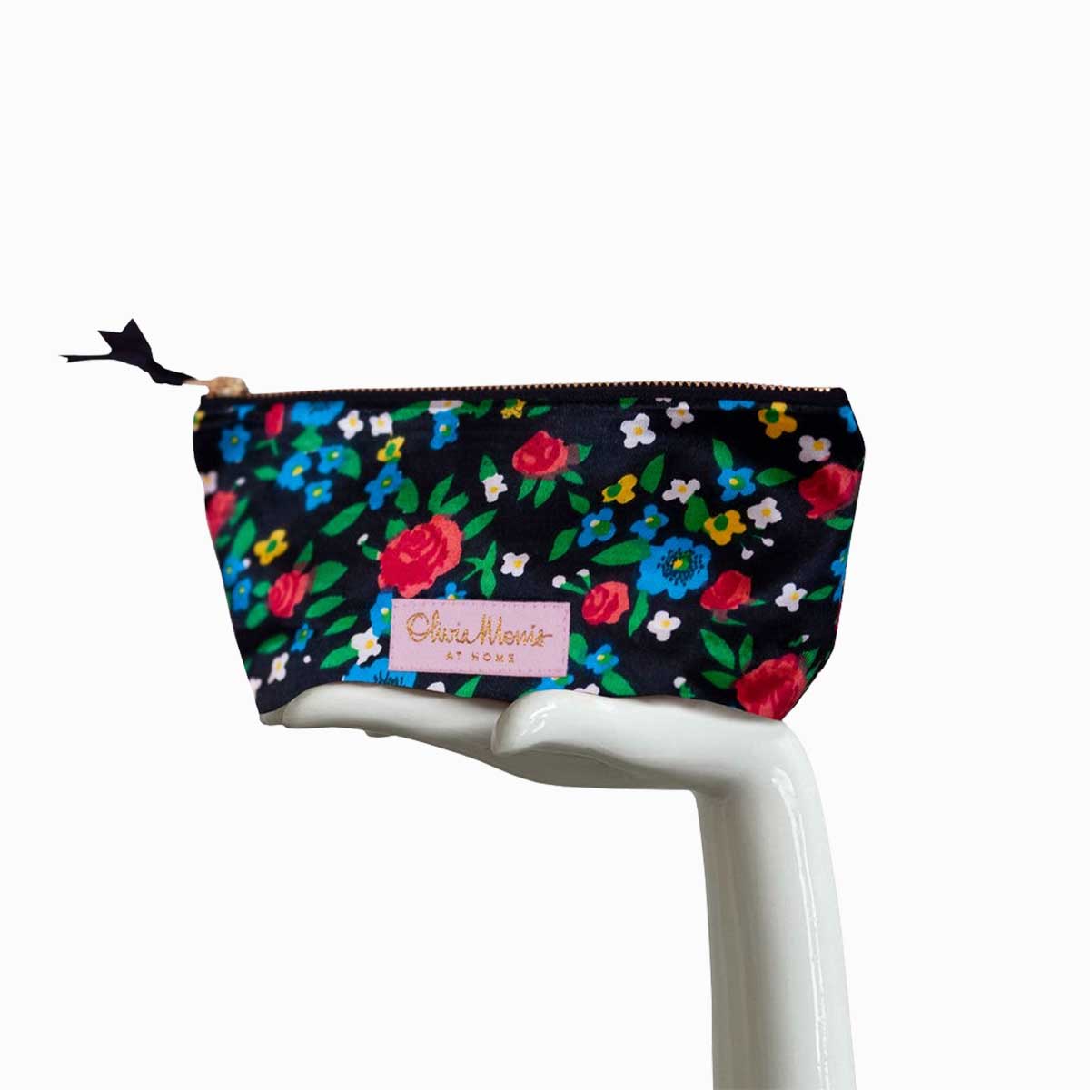 CLOVER POCHETTE 40s Black Floral Silk Olivia Morris At Home clover-pochette-40s-black-floral-silk-olivia-morris-at-home