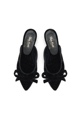 DAHLIA KITTEN HEEL | Black Crushed Velvet