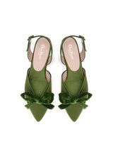DELPHI COCKTAIL FLAT | Olive Satin