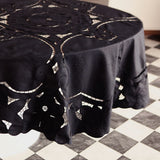 BLACK TABLECLOTH | ROUND | 1970'S