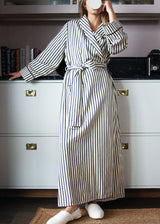 FLEUR ROBE | Black Ticking