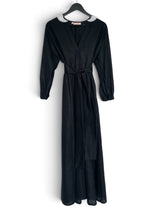 AMARYLLIS KAFTAN | Black Linen & Lace Collar | S/M