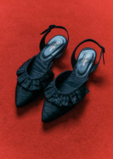 BELLE COCKTAIL FLAT | Black Moiré