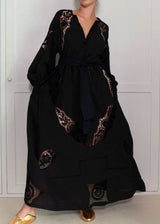 AMARYLLIS KAFTAN | Black Vintage Linen | LIMITED EDITION MAXI