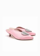 LILY KITTEN HEEL |  Pink Satin