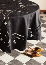 BLACK TABLECLOTH | ROUND | 1970'S