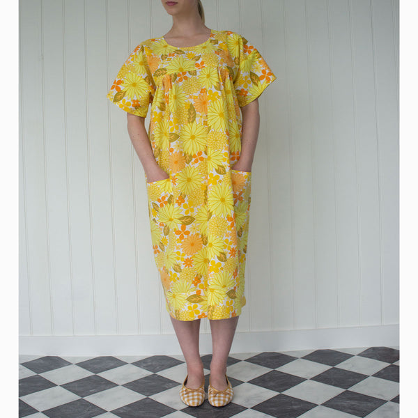 HEBE HOUSEDRESS  |  1970'S YELLOW FLORAL