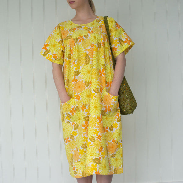 HEBE HOUSEDRESS  |  1970'S YELLOW FLORAL