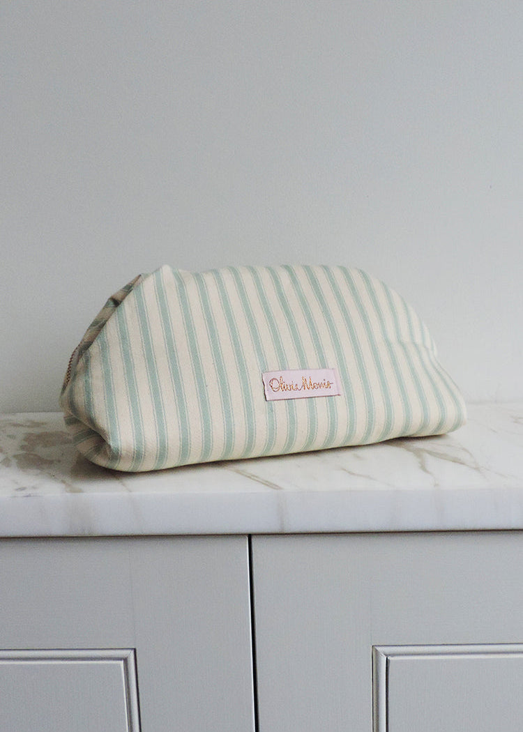 VANITY BAGS  |  Duck Egg Blue Ticking