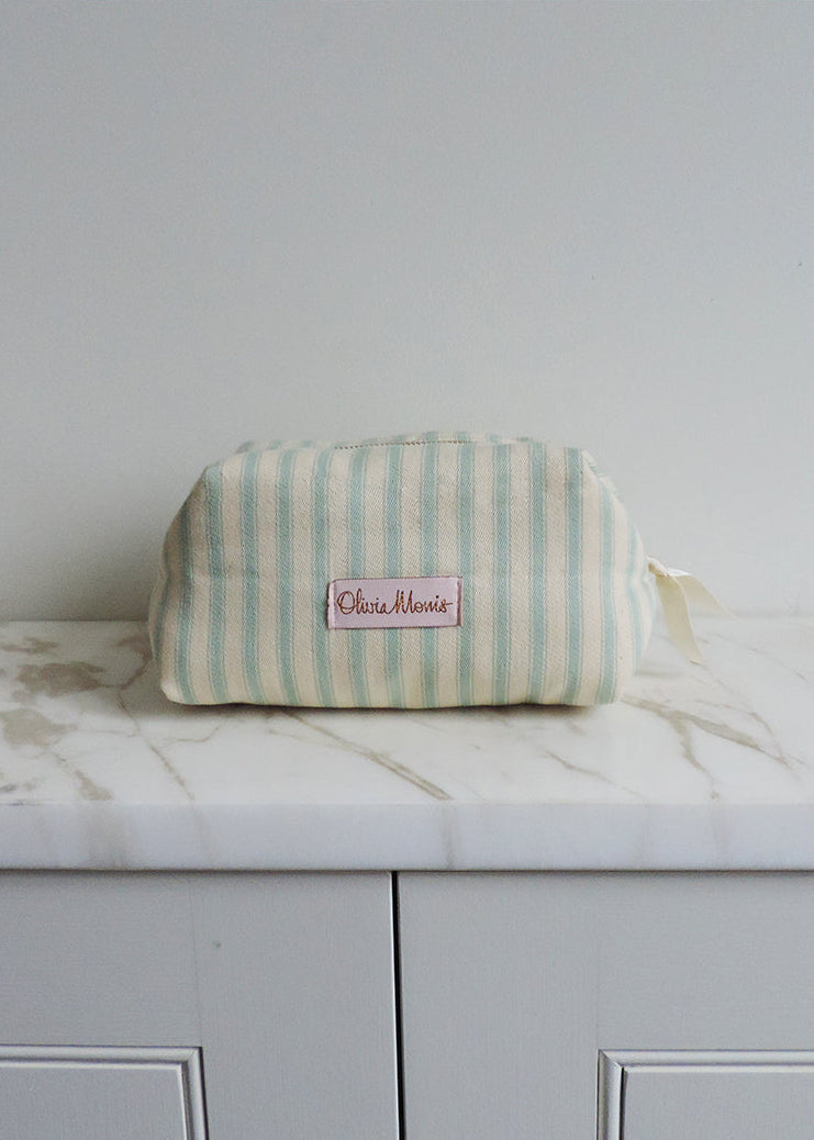 VANITY BAGS  |  Duck Egg Blue Ticking
