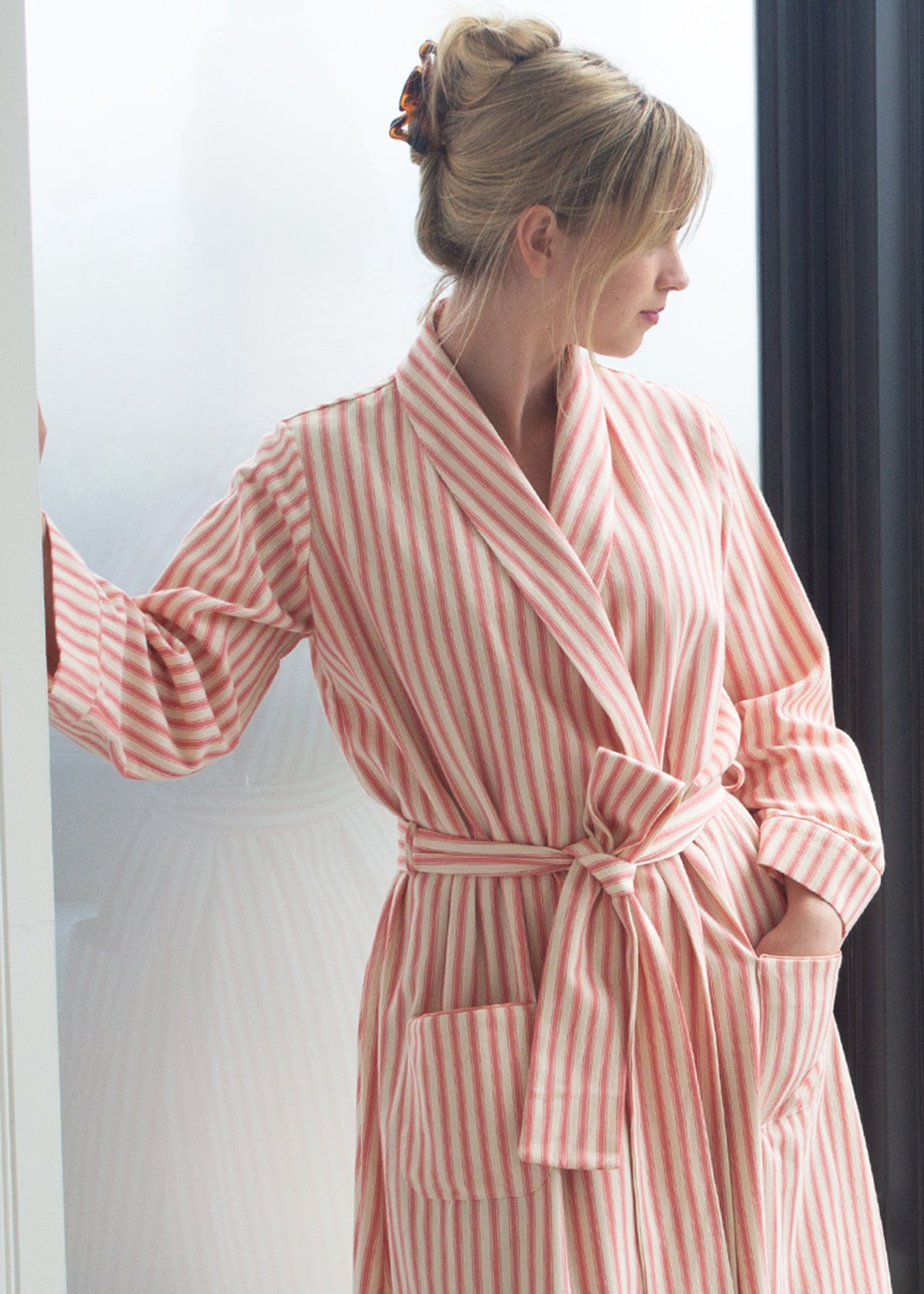 FLEUR ROBE | Candy Ticking – Olivia Morris At Home
