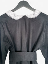 AMARYLLIS KAFTAN  |  Black Linen & Lace Collar  |  S/M