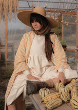 FLEUR ROBE  |  Mustard Ticking