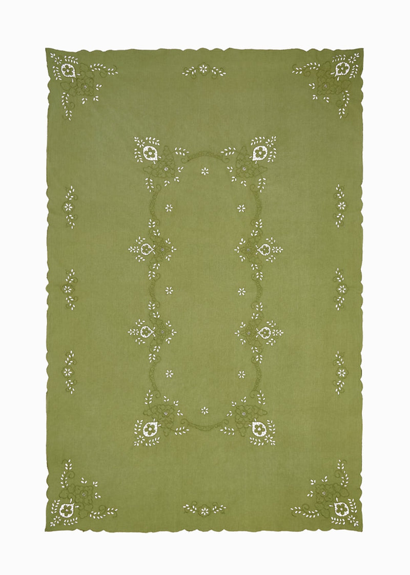 OLIVE TABLECLOTH | LARGE | 1970'S