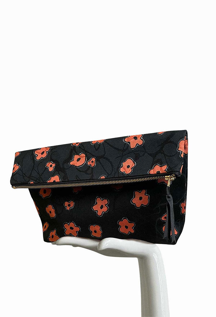 COSMOS POCHETTE | 70's Black & Orange Floral