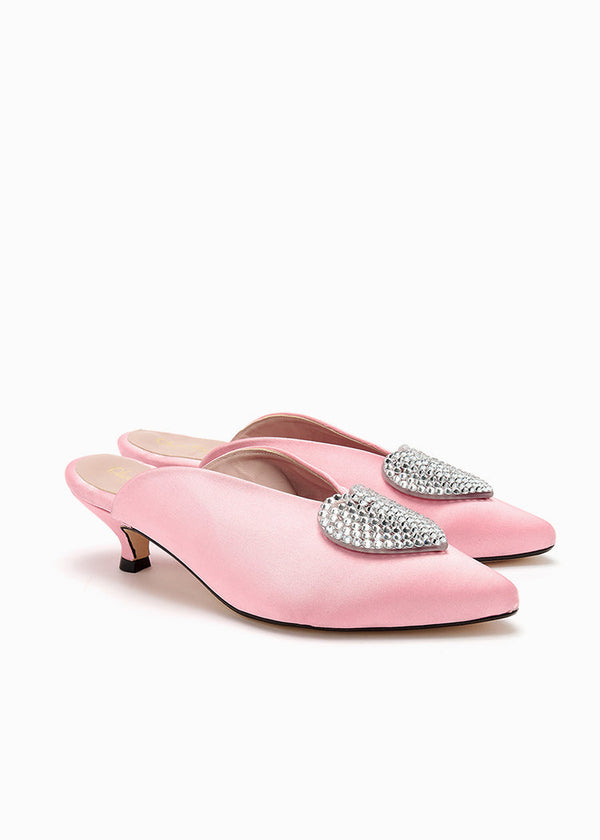LILY KITTEN HEEL |  Pink Satin