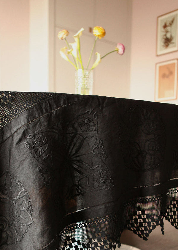 BLACK TABLECLOTH | LARGE | 1930'S