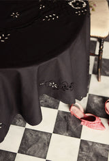 BLACK TABLECLOTH | LARGE | 1950'S