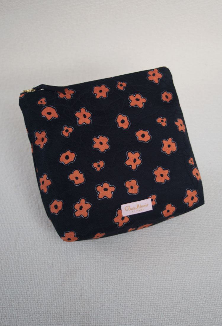 COSMOS POCHETTE | 70's Black & Orange Floral