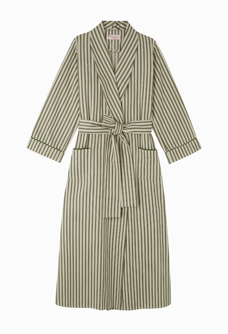 FLEUR ROBE  |  Olive Ticking |  M.T.O.