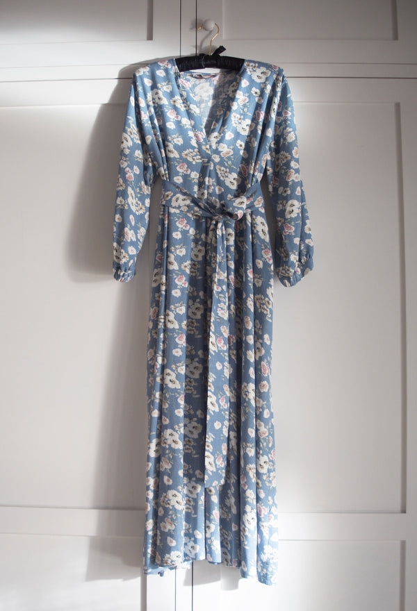 AMARYLLIS KAFTAN | 40's BLUE LINEN-SILK