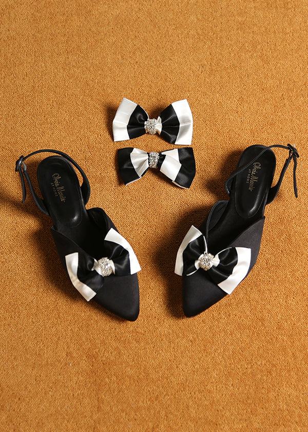 BESPOKE BOWS  |  DELPHI  |  Black & White Stripe Satin