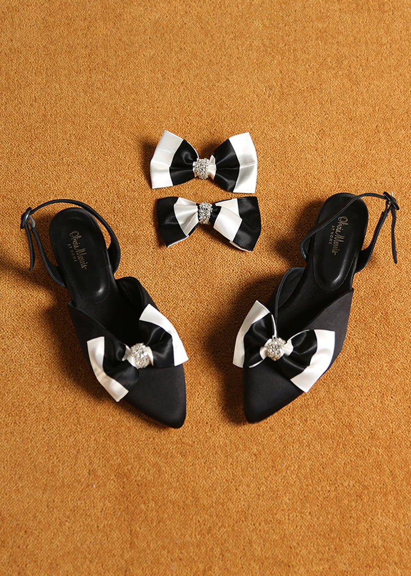 BESPOKE BOWS  |  DELPHI  |  Black & White Stripe Satin