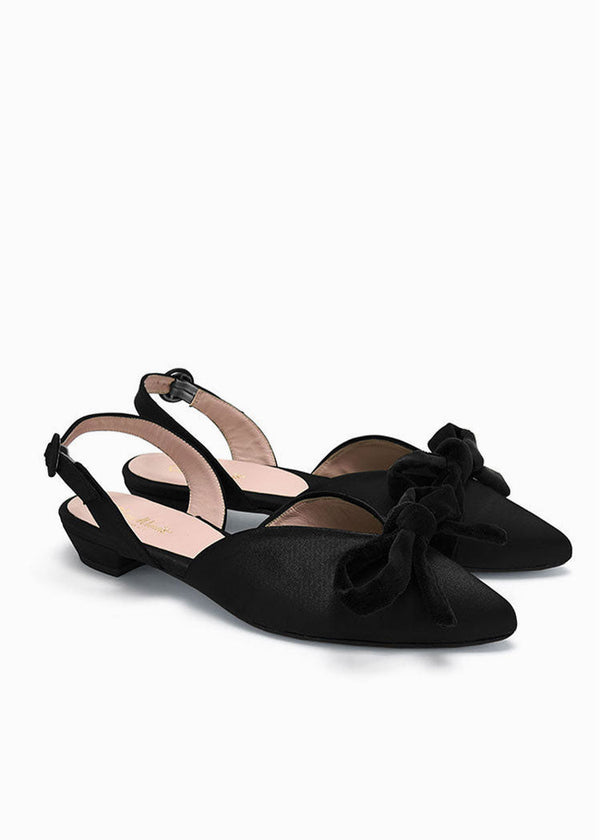 DELPHI COCKTAIL FLAT  |  Black Satin